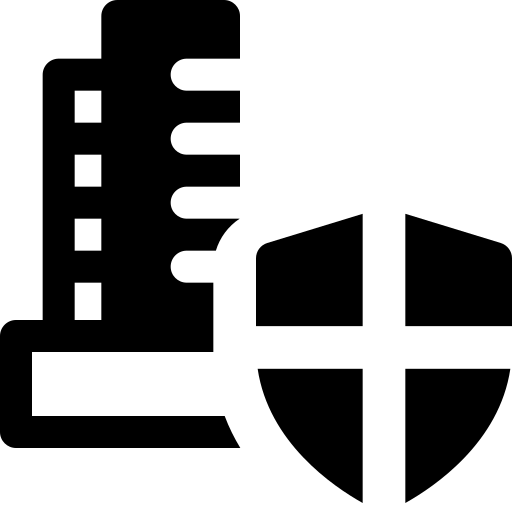 infrastructure with shield icon